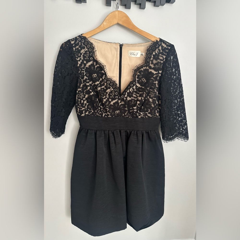 Eliza J Black and Cream Lace Mini Dress